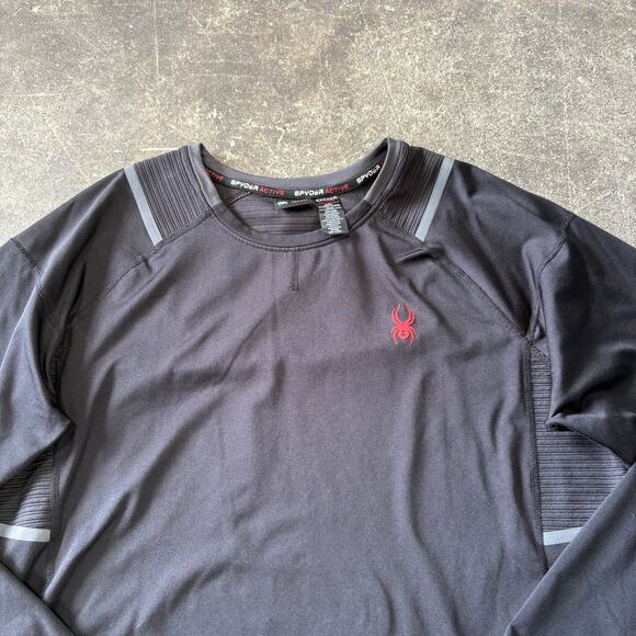 Spyder Active Sweatshirt Mens L Black Pullover Sweater Athleisure Stretch - Picture 2 of 7